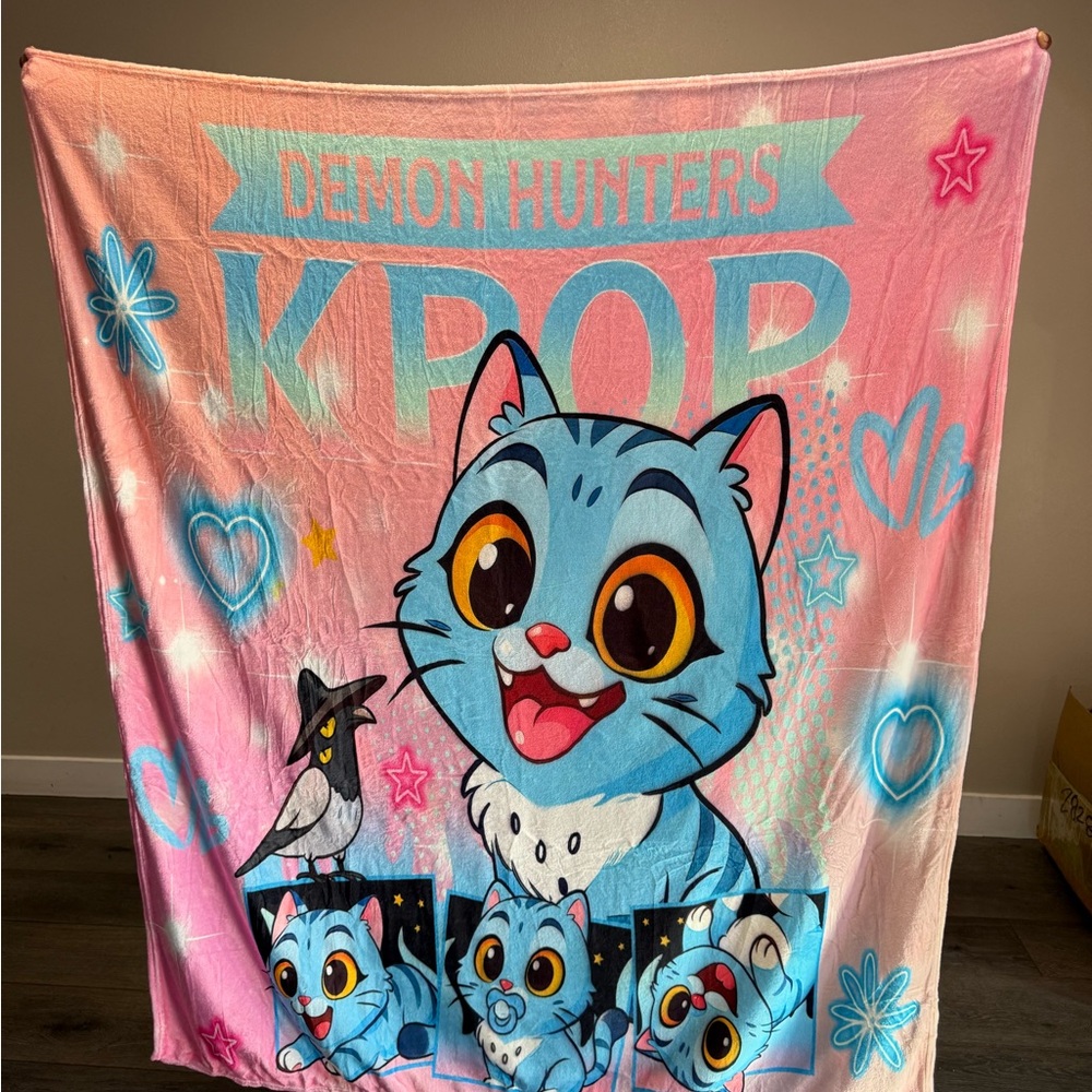 KPOP Demon Hunters Pink and Blue Throw Blanket